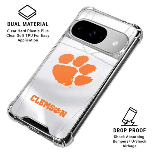 Clemson University White Jersey Google Pixel 10 Clear Case